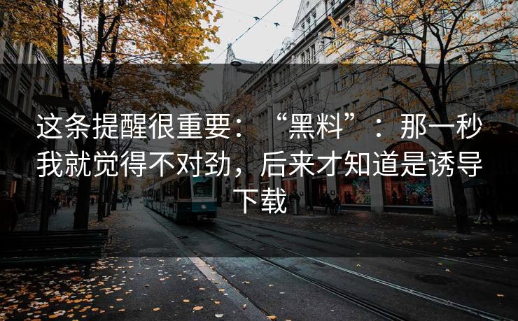 这条提醒很重要：“黑料”：那一秒我就觉得不对劲，后来才知道是诱导下载